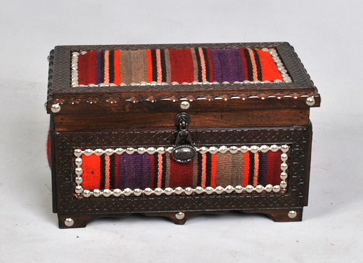  30 cm minyatür işlemeli çıta el dokuması kilim ceviz